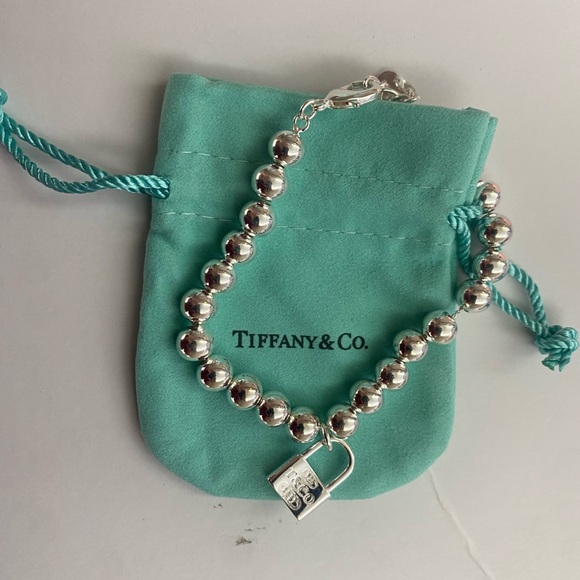 Tiffany & Co. Silver Bead Bracelet with Padlock